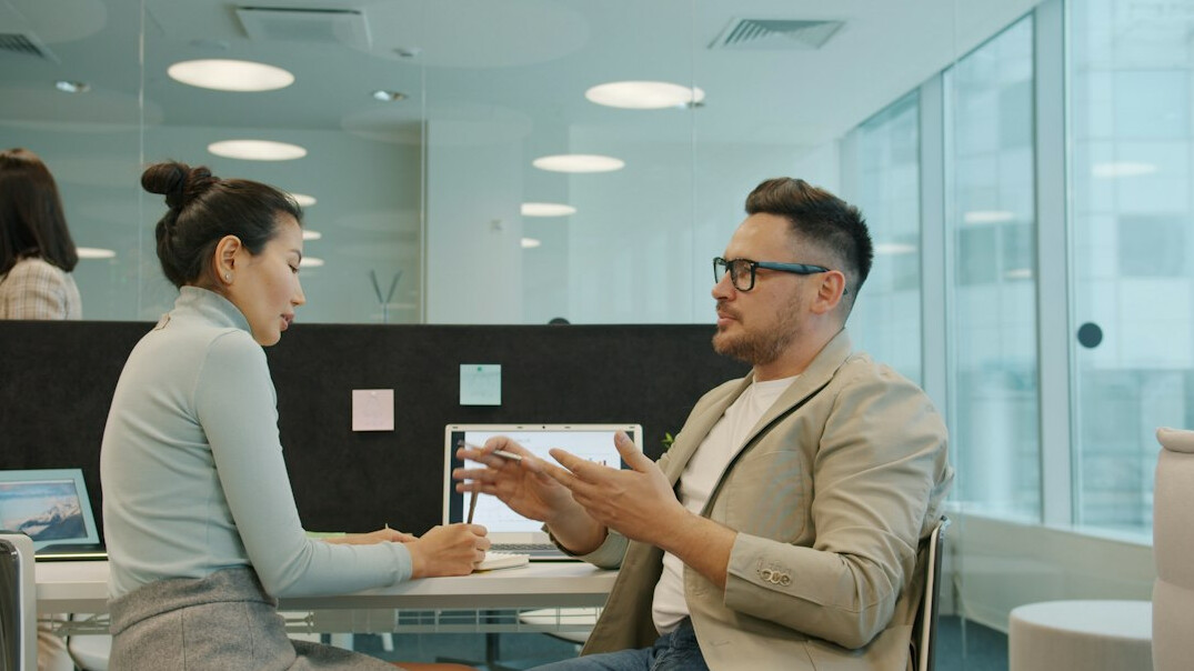 insurance agent talking to client